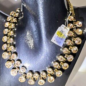 Brand NEW, Dazzling Fossil Necklace & Earring Set with 85 Peach & Amber Crystals